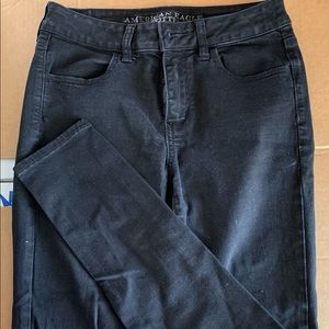 Black, high-rise A&E skinny jeans